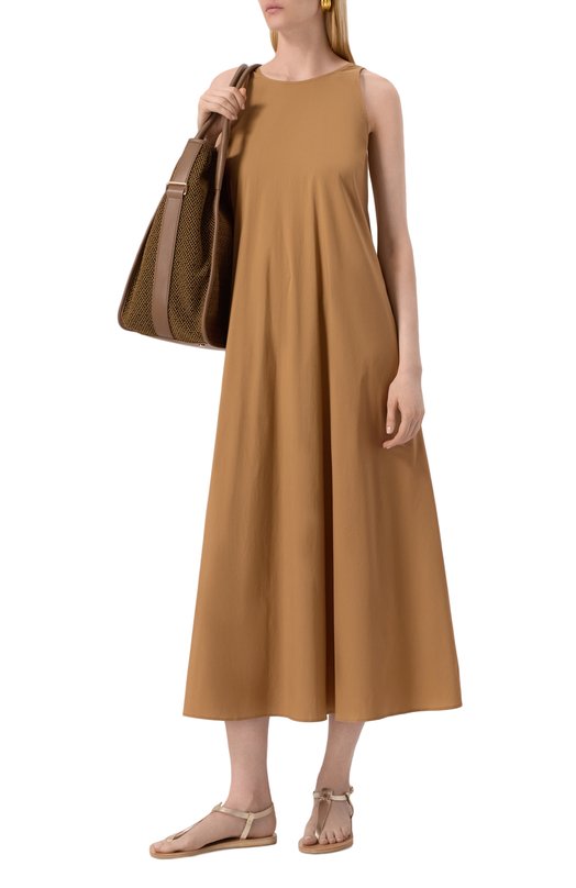 Хлопковое платье Max Mara ROMEA 2516221019 Бежевый  ROMEA 2516221019 Фото 2
