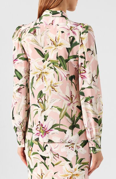 Шелковая блузка DOLCE & GABBANA светло-розового цвета по цене 99500 руб., арт. F5J57T/HS15F, фото 4 Шелковая блузка DOLCE & GABBANA, арт. F5J57T/HS15F, фото 4