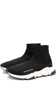 Женские текстильные кроссовки speed trainer BALENCIAGA черного цвета, арт. 517326/W05G0 | Фото 1 (Подошва: Платформа; Материал внешний: Текстиль; Материал внутренний: Текстиль, Не назначено; Кросс-КТ: хайтопы; Статус проверки: Проверена категория; Материал утеплителя: Без утеплителя; Драгоценные камни: Проставлено; Материал сплава: Проставлено; Стили: Кэжуэл)