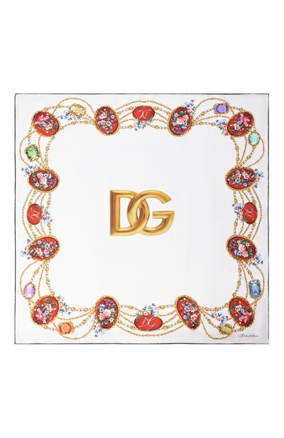 Шелковый платок DOLCE & GABBANA белого цвета по цене 69950 руб., арт. FN090R/GDDLK, фото 4 Шелковый платок DOLCE & GABBANA, арт. FN090R/GDDLK, фото 4