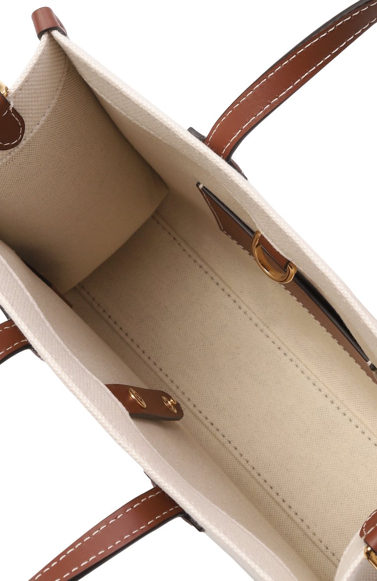 Женская сумка freya mini BURBERRY кремового цвета, арт. 8044143 | Фото 5 (Материал: Текстиль; Ремень/цепочка: На ремешке; Размер: mini)