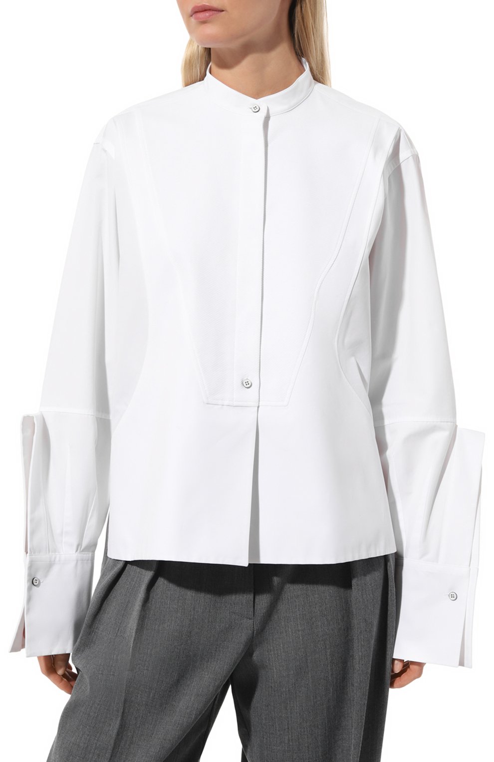 Хлопковая рубашка JIL SANDER белого цвета по цене 109500 руб., арт. J01DL0121/JTN330, фото 3 Хлопковая рубашка JIL SANDER, арт. J01DL0121/JTN330, фото 3