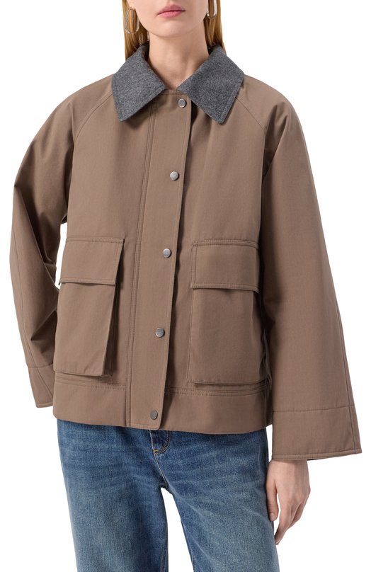 Хлопковая куртка Brunello Cucinelli MM5397907P Коричневый  MM5397907P Фото 3