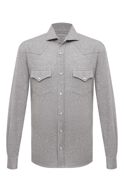 Мужская рубашка изо льна и хлопка BRUNELLO CUCINELLI, арт. MW835B2289
