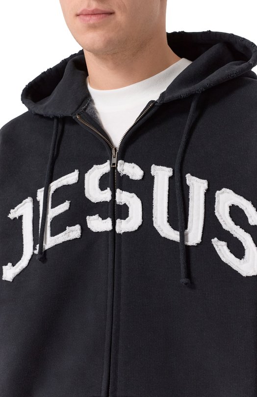 Хлопковая толстовка VETEMENTS ME76ZU191BW/1302 M0LLET0N Чёрный  ME76ZU191BW/1302 M0LLET0N Фото 5