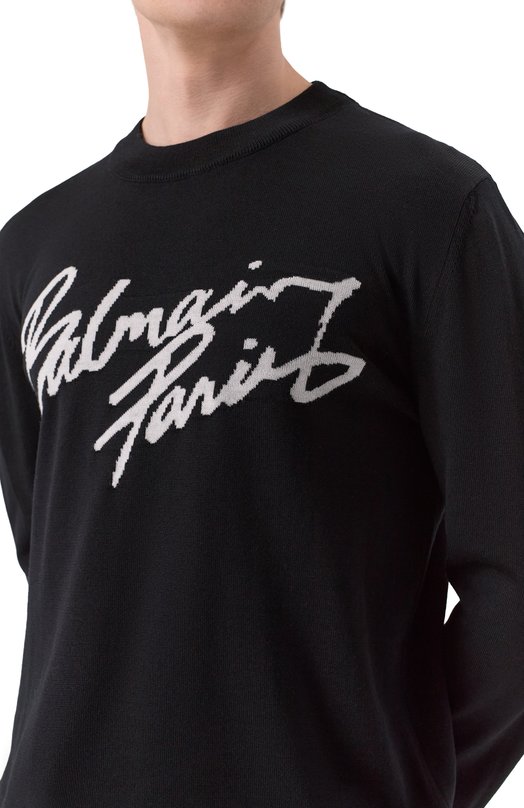 Шерстяной джемпер Balmain GH1KD000/KJ61 Чёрный  GH1KD000/KJ61 Фото 5