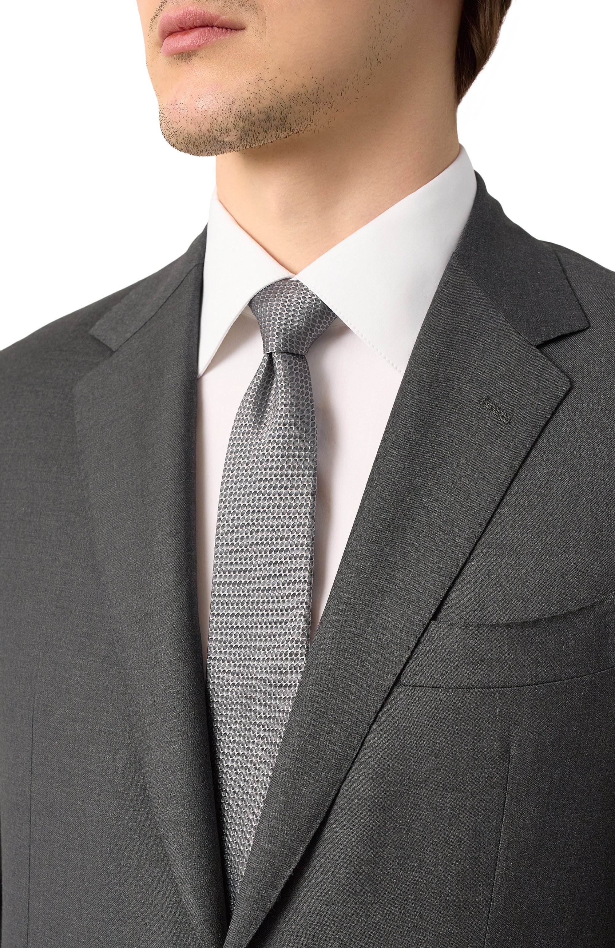 Шелковый галстук CANALI серого цвета по цене 18500 руб., арт. 18/HJ04177, фото 2 Шелковый галстук CANALI, арт. 18/HJ04177, фото 2