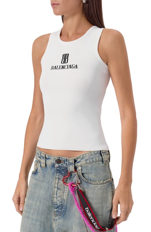 Майка из вискозы Balenciaga 835500/T5231 Белый  835500/T5231 Фото 3
