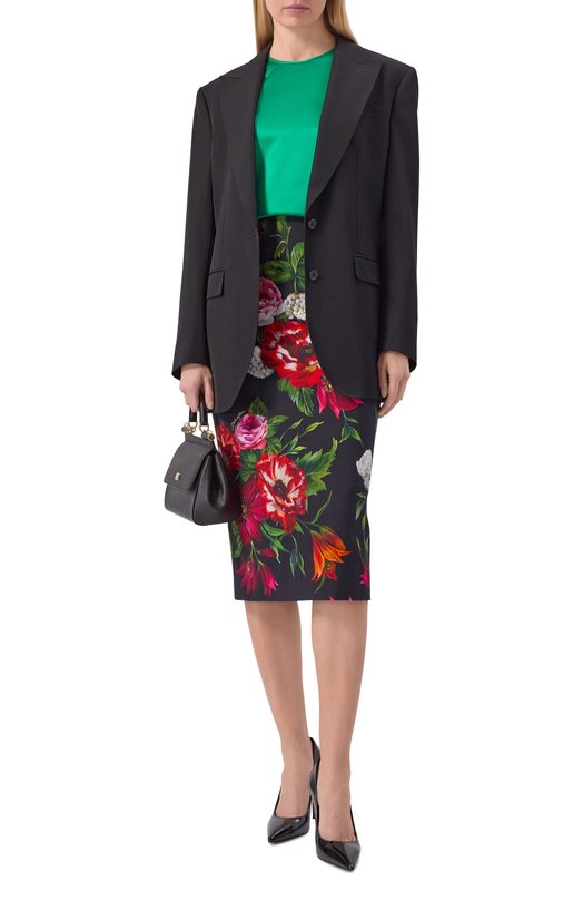 Атласный топ Dolce & Gabbana F7ZZCT/FU1AU Зелёный  F7ZZCT/FU1AU Фото 2