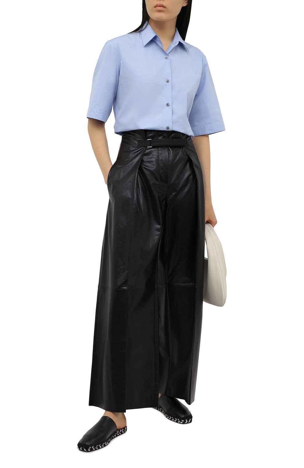 Кожаные брюки JIL SANDER черного цвета по цене 441000 руб., арт. JSWS653076-WSL01011, фото 2 Кожаные брюки JIL SANDER, арт. JSWS653076-WSL01011, фото 2