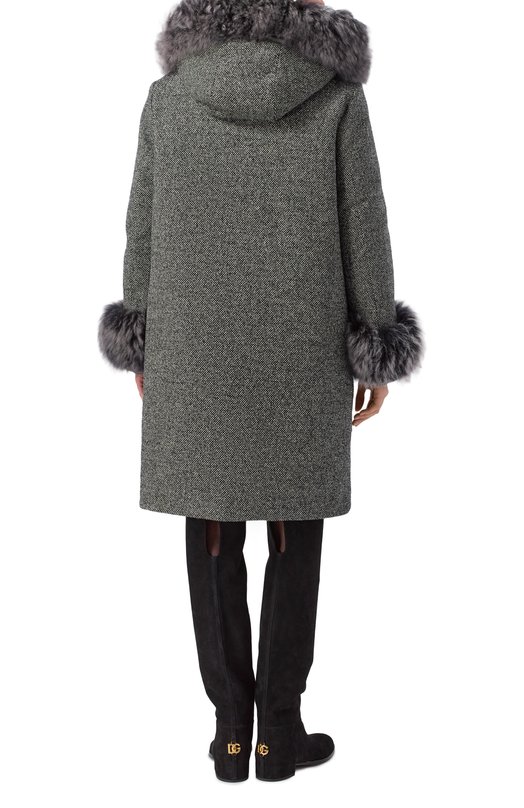 Шерстяной пуховик Dolce & Gabbana F9S84T/FMZAU Серый  F9S84T/FMZAU Фото 4