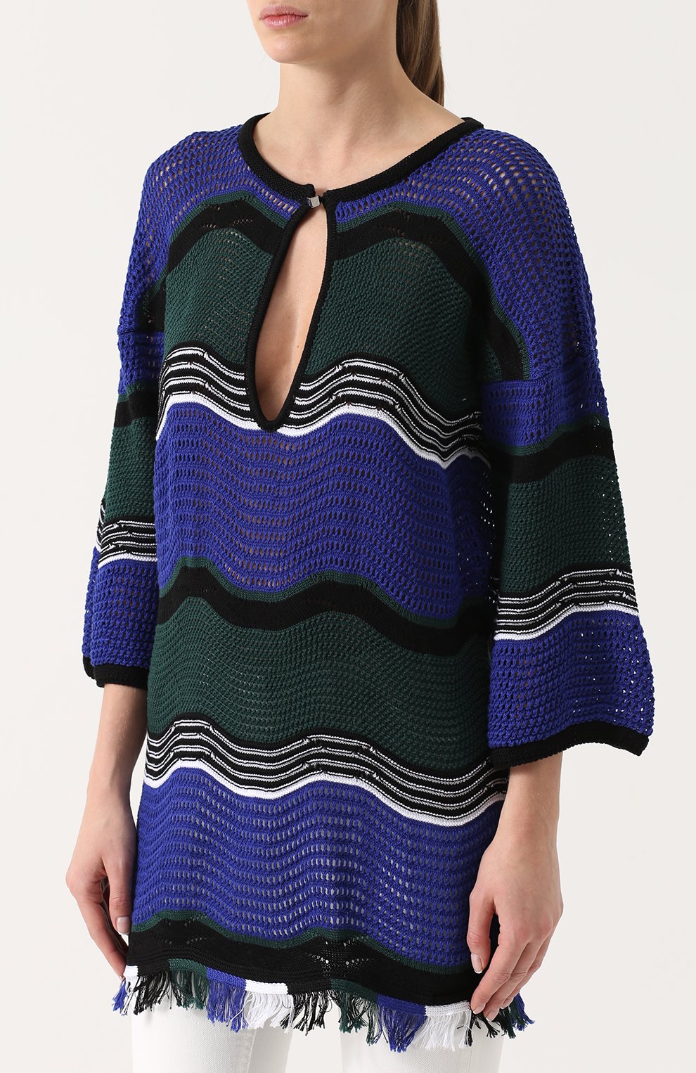 Вязаная туника с бахромой и вырезом-капелька FENDI, арт. FXX595/0GJ, фото 3