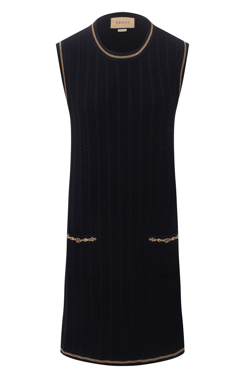 Платье из шерсти и хлопка GUCCI синего цвета по цене 252000 руб., арт. 658350/XKBV0, фото 1 Платье из шерсти и хлопка GUCCI, арт. 658350/XKBV0, фото 1