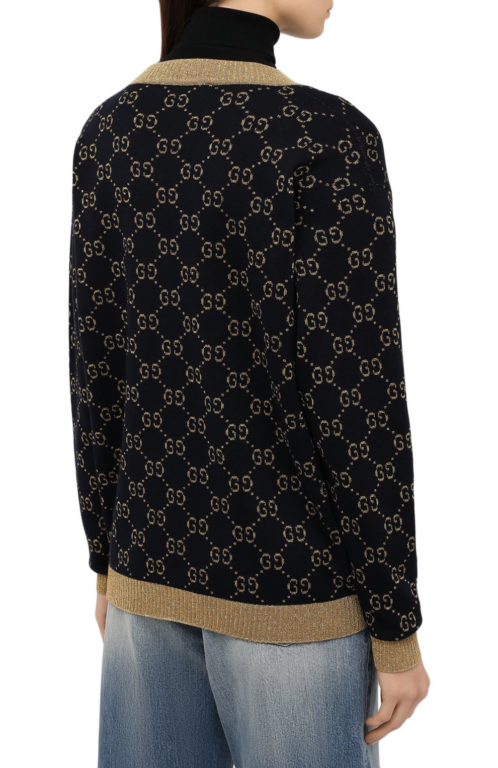 Хлопковый кардиган GUCCI синего цвета по цене 158400 руб., арт. 529193/X9W83, фото 4 Хлопковый кардиган GUCCI, арт. 529193/X9W83, фото 4