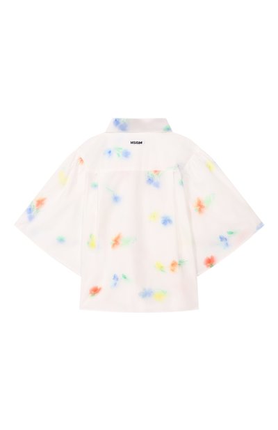 Хлопковая рубашка MSGM KIDS кремового цвета по цене 14950 руб., арт. S6MSJGSI207, фото 2 Хлопковая рубашка MSGM KIDS, арт. S6MSJGSI207, фото 2