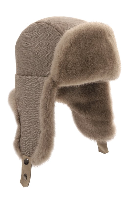 Шапка-ушанка с отделкой из норки FurLand 0201410010044600078 Бежевый 0201410010044600078