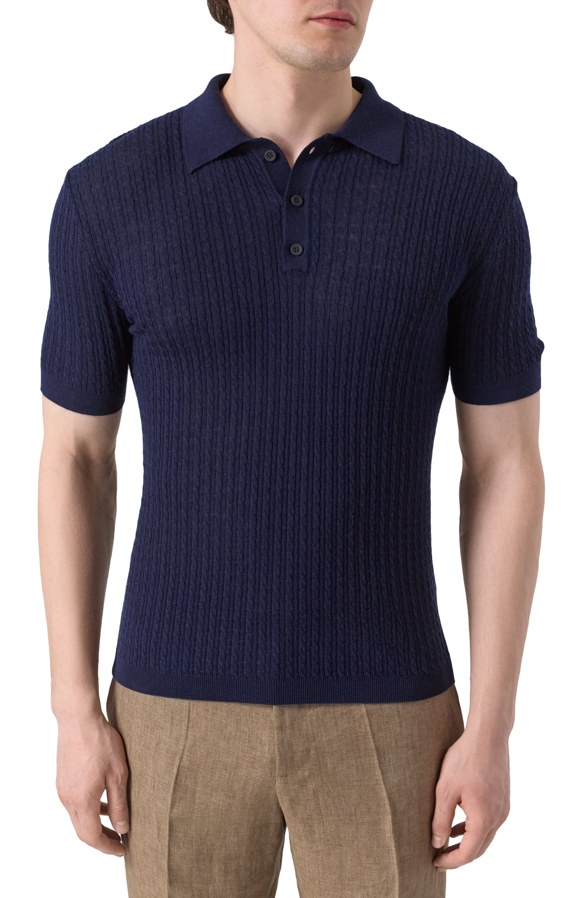 Поло из шерсти и шелка KITON, арт. UMM059805, фото 3