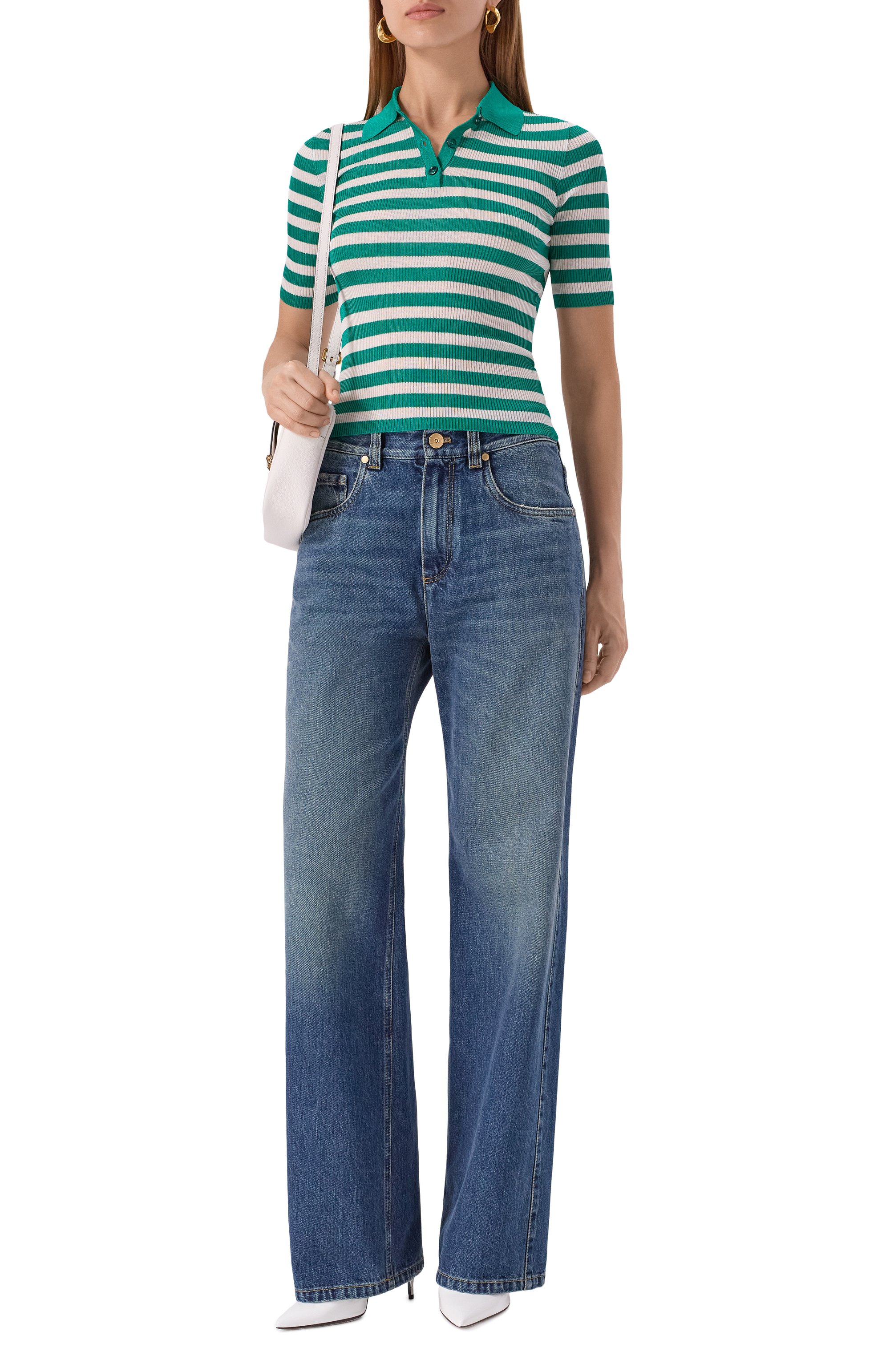 Поло из вискозы DOLCE & GABBANA зеленого цвета по цене 178000 руб., арт. FXZ38Z/JAIRR, фото 2 Поло из вискозы DOLCE & GABBANA, арт. FXZ38Z/JAIRR, фото 2