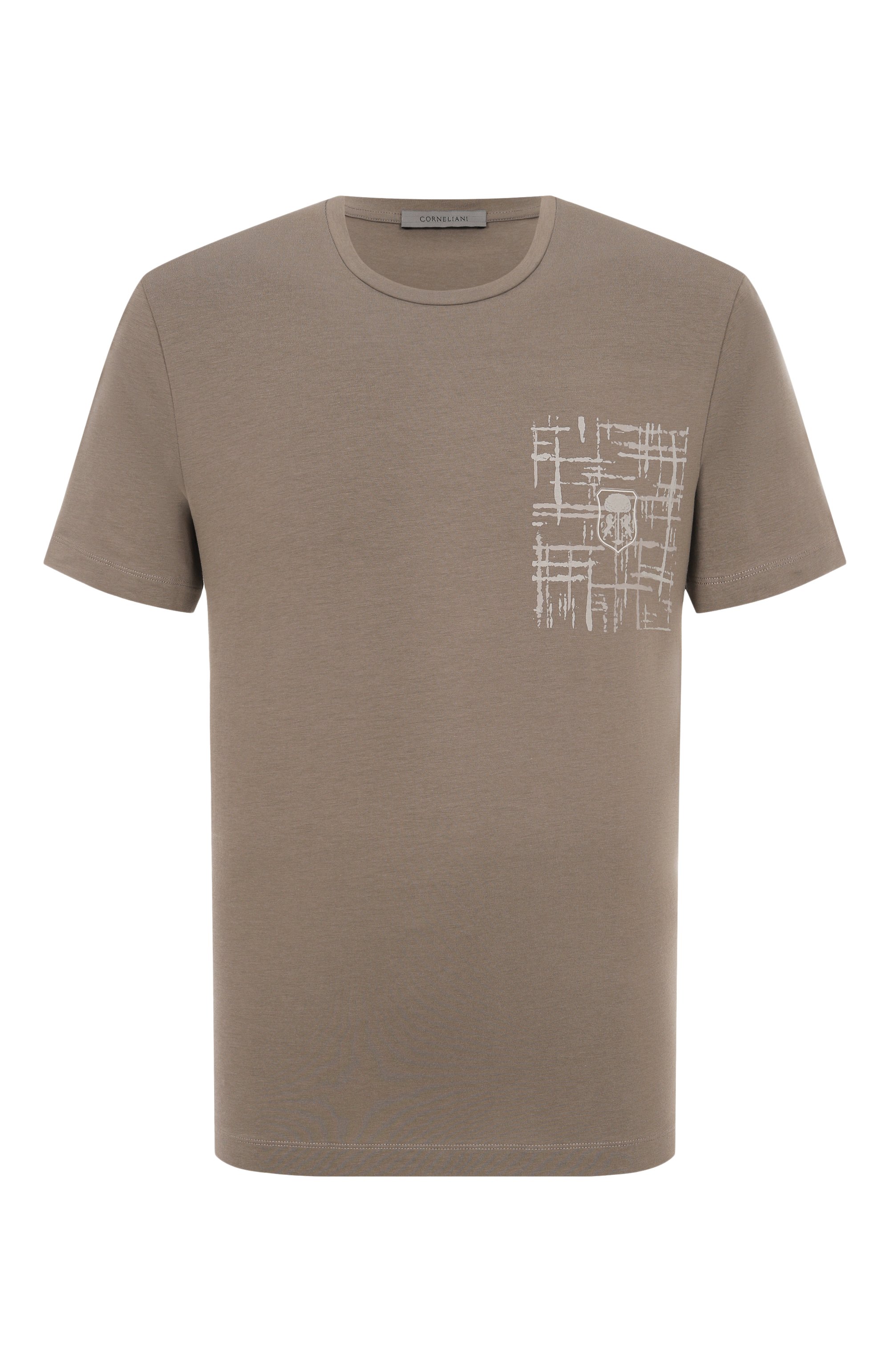 Хлопковая футболка CORNELIANI темно-бежевого цвета по цене 20800 руб., арт. 26G583-2625024, фото 1 Хлопковая футболка CORNELIANI, арт. 26G583-2625024, фото 1