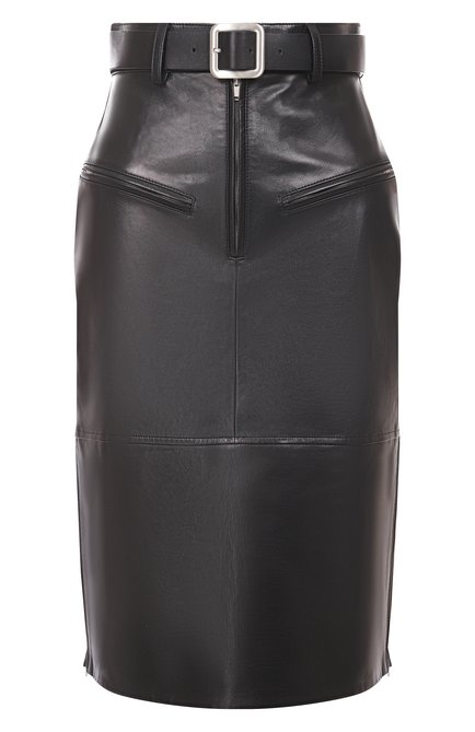 Женская кожаная юбка JIL SANDER черного цвета, арт. J03MA0229-J07207 | Фото 1 (Автоматизация ТО: Проставлено; Автоматизация состава: Проставлено; Длина Ж (юбки, платья, шорты): До колена; Материал внешний: Натуральная кожа)