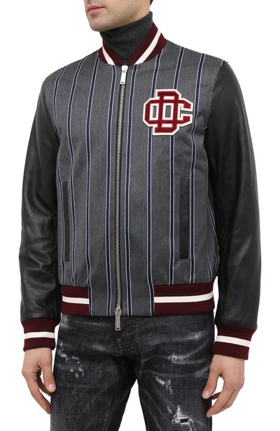Бомбер из шерсти и хлопка DSQUARED2 серого цвета по цене 141500 руб., арт. S74AM1069/S52988, фото 4 Бомбер из шерсти и хлопка DSQUARED2, арт. S74AM1069/S52988, фото 4
