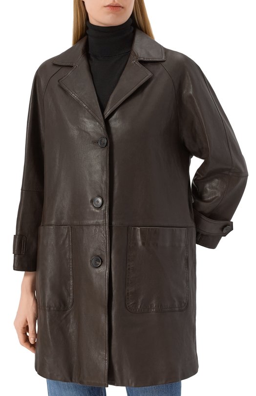 Кожаная куртка Weekend Max Mara PETRA Коричневый  PETRA Фото 3