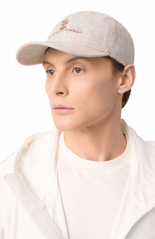 Бейсболка изо льна и шерсти Brunello Cucinelli MW4829850 Бежевый  MW4829850 Фото 2