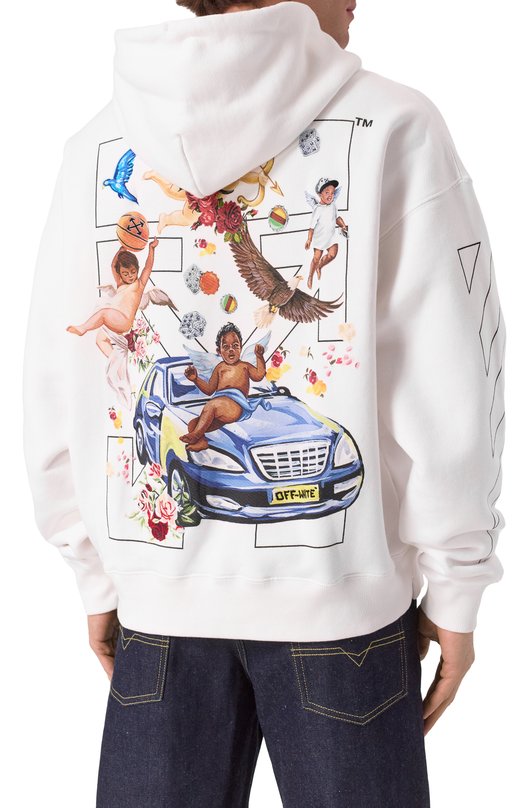 Хлопковое худи Off-White 0MBB085S25FLE005 Белый  0MBB085S25FLE005 Фото 4