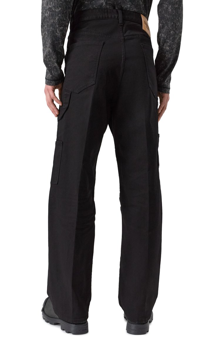 Мужские джинсы DSQUARED2 черного цвета, арт. S74LB1673/S39781 | Фото 4 (Длина (брюки, джинсы): Стандартные; Драгоценные камни: Проставлено; Материал сплава: Проставлено; Детали: Накладные карманы; Кросс-КТ: Деним; Силуэт М (брюки): Прямые; Материал внешний: Деним, Хлопок; Стили: Гранж, Повседневный)