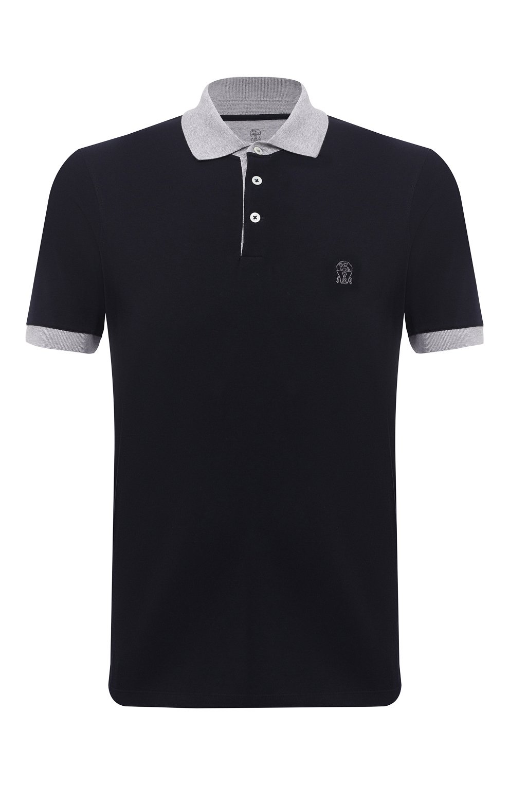 Хлопковое поло BRUNELLO CUCINELLI темно-синего цвета по цене 63950 руб., арт. M0T638357G, фото 1 Хлопковое поло BRUNELLO CUCINELLI, арт. M0T638357G, фото 1