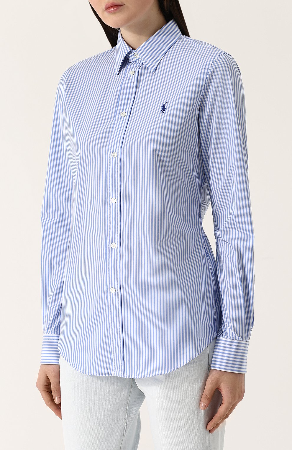 Хлопковая рубашка POLO RALPH LAUREN синего цвета по цене 14400 руб., арт. 211684070, фото 3 Хлопковая рубашка POLO RALPH LAUREN, арт. 211684070, фото 3
