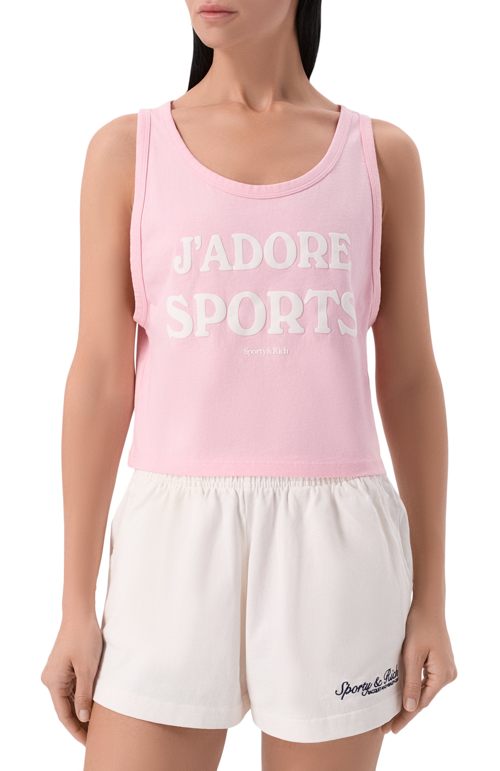 Хлопковая майка SPORTY AND RICH розового цвета по цене 12150 руб., арт. T012373702P144, фото 3 Хлопковая майка SPORTY AND RICH, арт. T012373702P144, фото 3