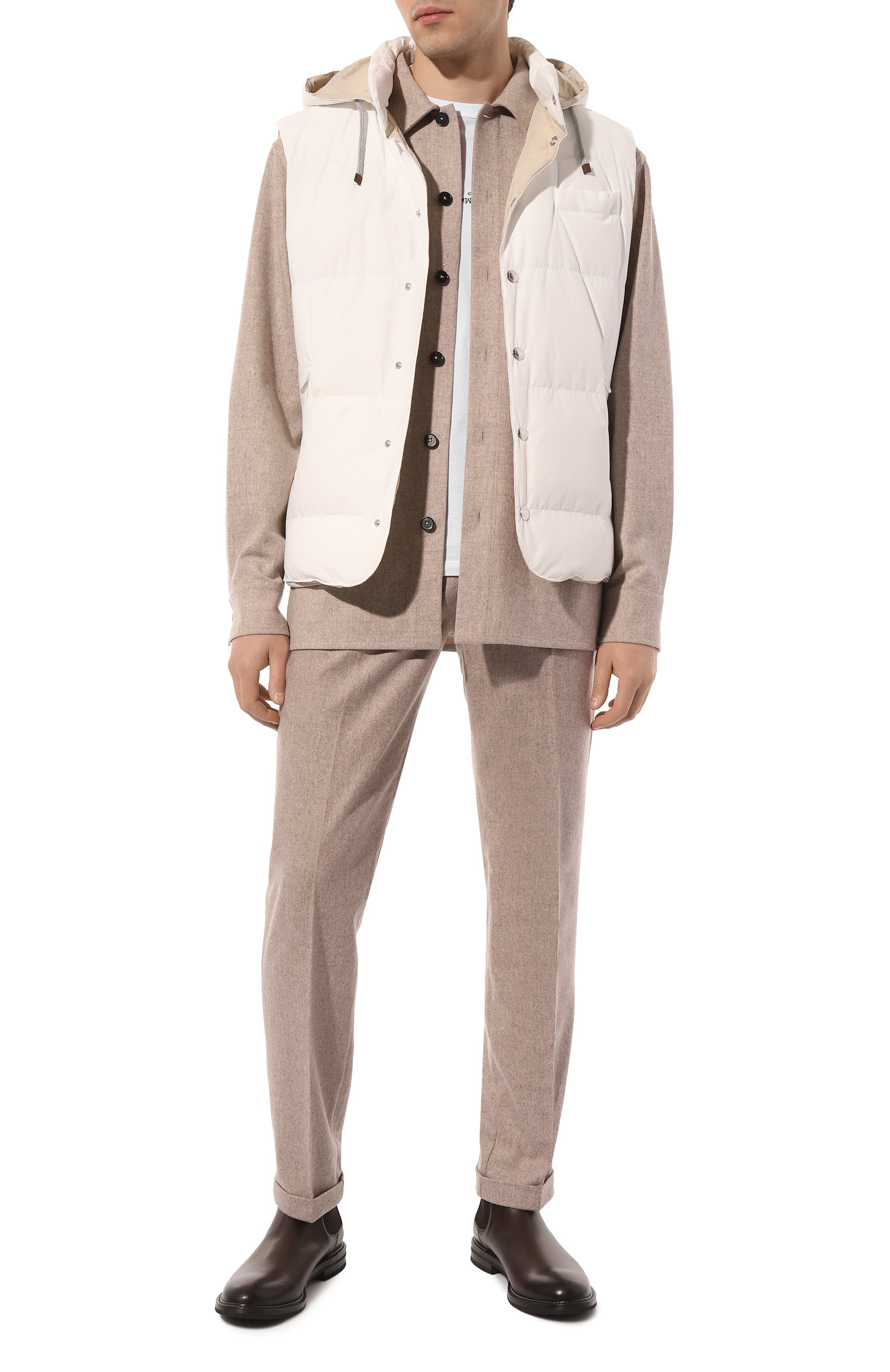 Пуховый жилет BRUNELLO CUCINELLI белого цвета по цене 277000 руб., арт. MM4031716, фото 2 Пуховый жилет BRUNELLO CUCINELLI, арт. MM4031716, фото 2