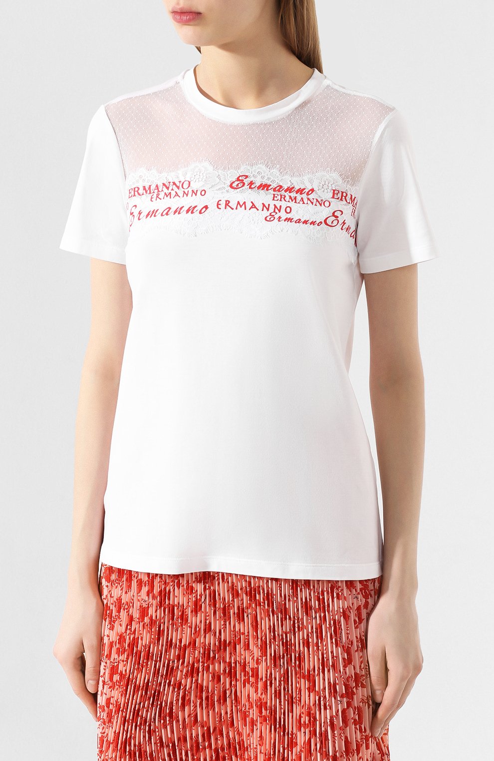 Хлопковая футболка ERMANNO ERMANNO SCERVINO, арт. 46T TS30 JEA, фото 3
