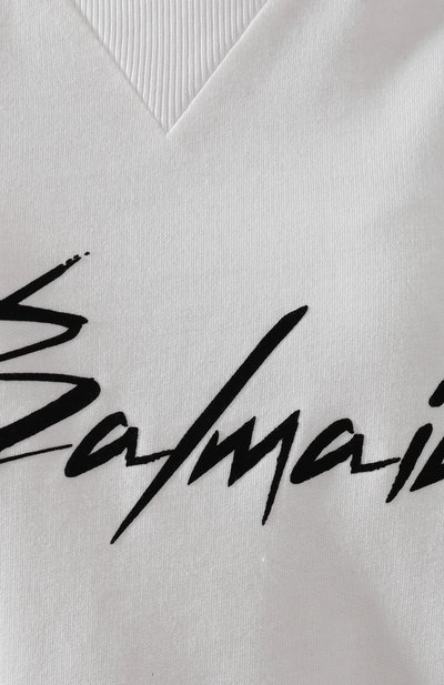 Хлопковый пуловер BALMAIN белого цвета по цене 58550 руб., арт. RF13736/I044, фото 5 Хлопковый пуловер BALMAIN, арт. RF13736/I044, фото 5