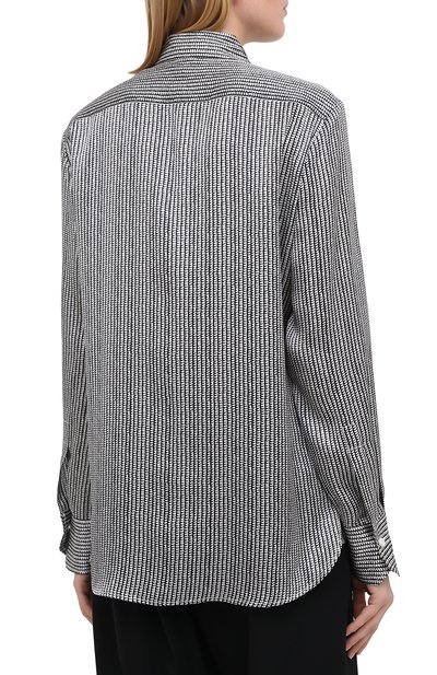 Шелковая блузка KITON черно-белого цвета по цене 126000 руб., арт. D48407K05T62, фото 5 Шелковая блузка KITON, арт. D48407K05T62, фото 5