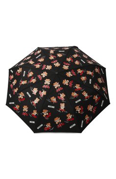 Женский складной зонт MOSCHINO черного цвета, арт. 8340 0PENCL0SE | Фото 1 (Материал сплава: Проставлено; Материал: Металл, Синтетический материал, Текстиль; Нос: Не проставлено)