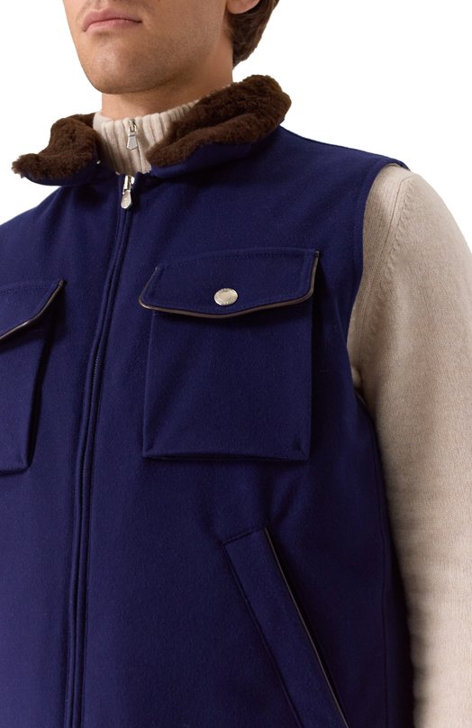 Шерстяной жилет Brunello Cucinelli MM4701646 Синий  MM4701646 Фото 5