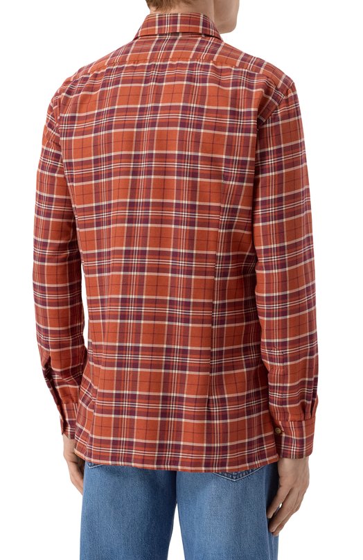 Рубашка из хлопка и кашемира Kiton UMCNERH0942002 Оранжевый  UMCNERH0942002 Фото 4