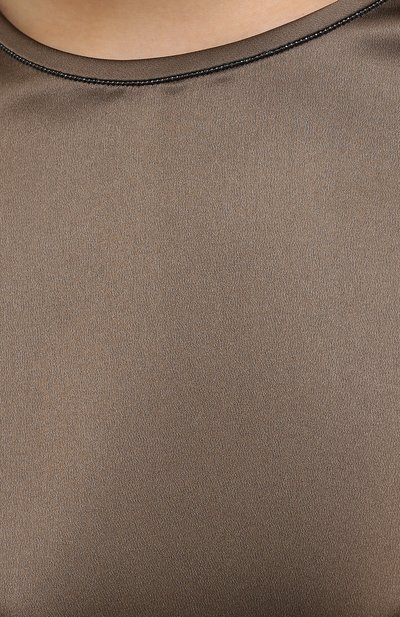 Шелковый топ BRUNELLO CUCINELLI хаки цвета по цене 96350 руб., арт. M0C59DE310, фото 5 Шелковый топ BRUNELLO CUCINELLI, арт. M0C59DE310, фото 5