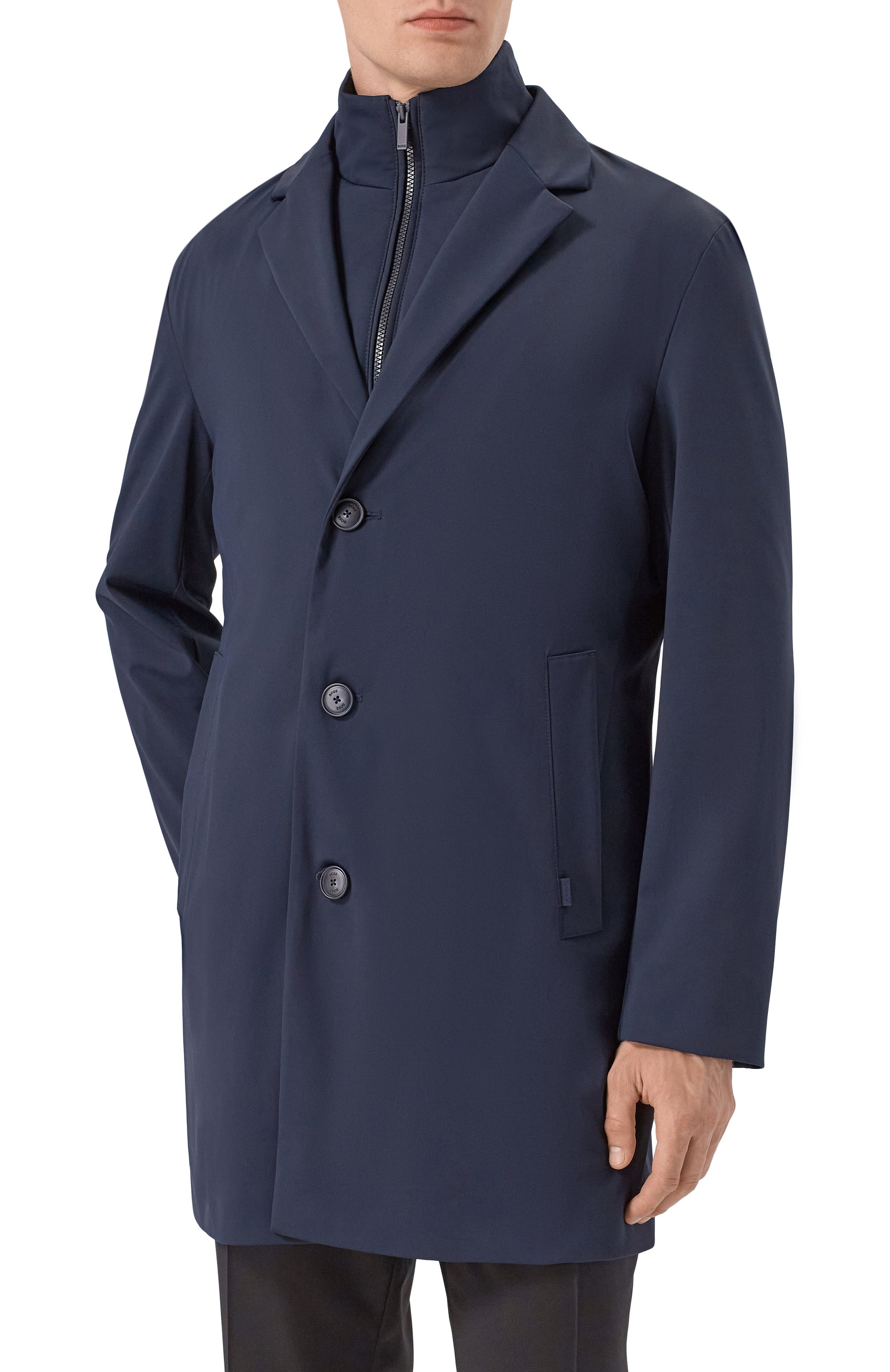 Плащ BOSS темно-синего цвета по цене 105000 руб., арт. 50545897, фото 3 Плащ BOSS, арт. 50545897, фото 3