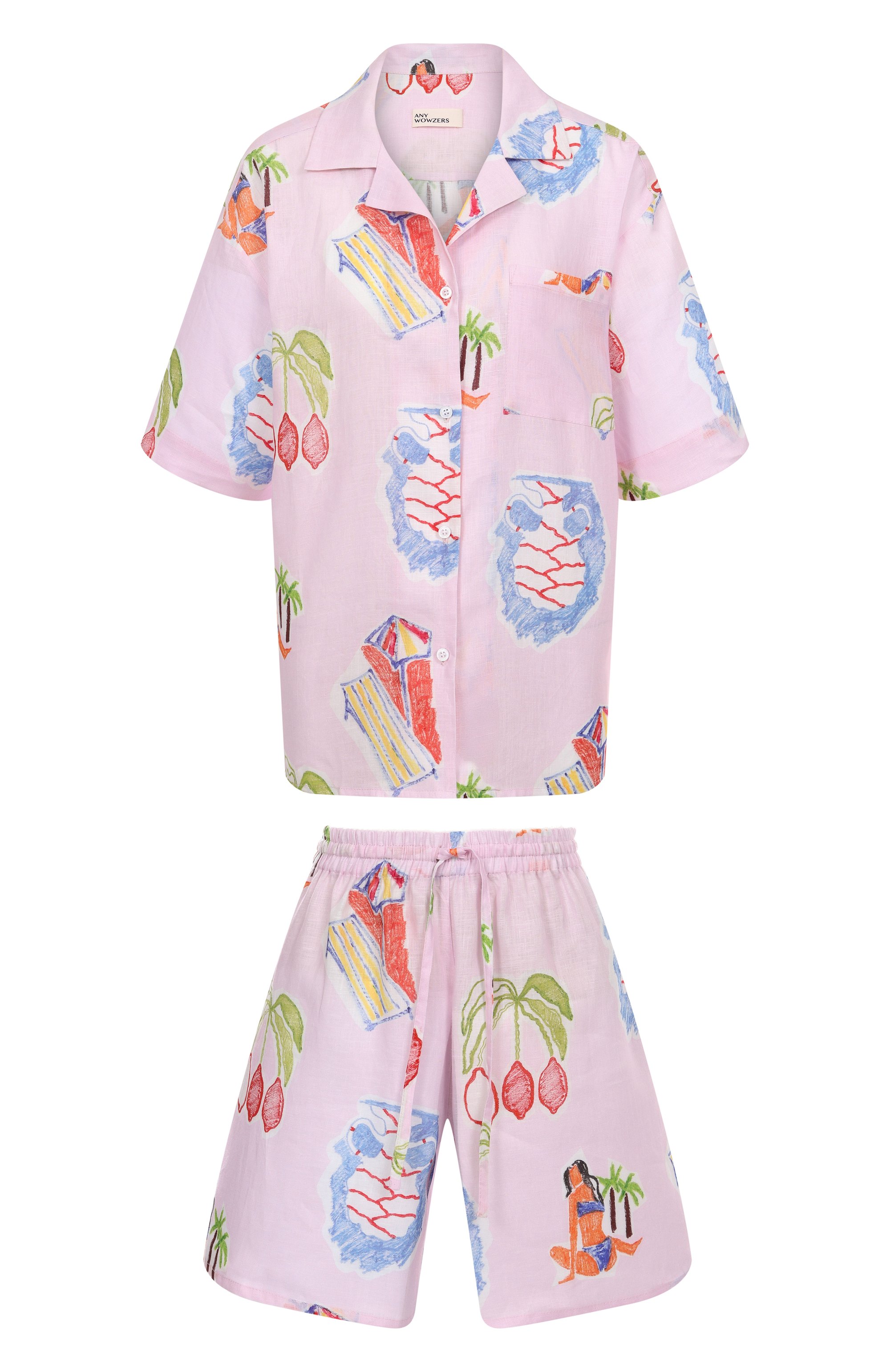 Льняная пижама ANY WOWZERS, арт. DMT02S-AMF-PINK, фото 1