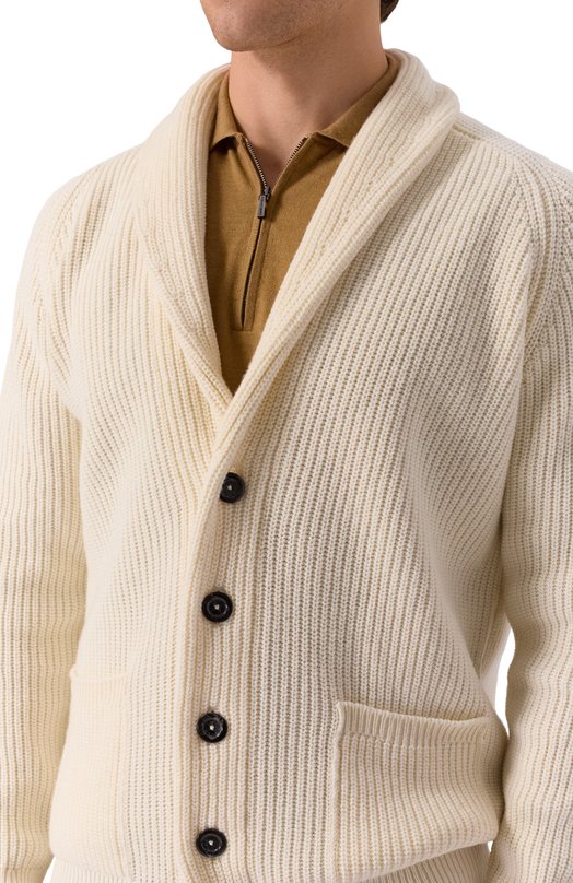 Кардиган из шерсти и кашемира Andrea Campagna M5625-6145FB Кремовый  M5625-6145FB Фото 5