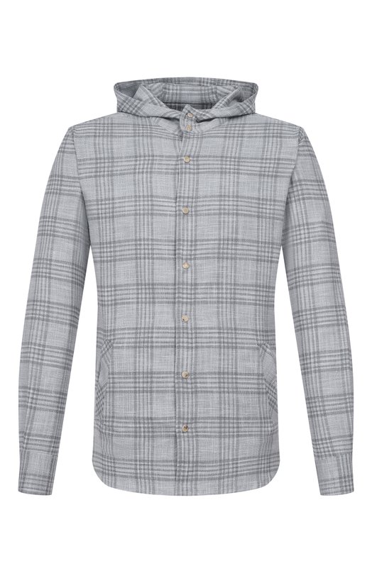 Рубашка из шерсти и шелка Kiton UMCMARK0617E20_ Серый UMCMARK0617E20_