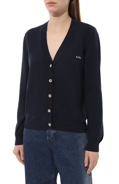 Хлопковый кардиган A.P.C. темно-синего цвета по цене 27650 руб., арт. C0EZJ-F22249, фото 3 Хлопковый кардиган A.P.C., арт. C0EZJ-F22249, фото 3
