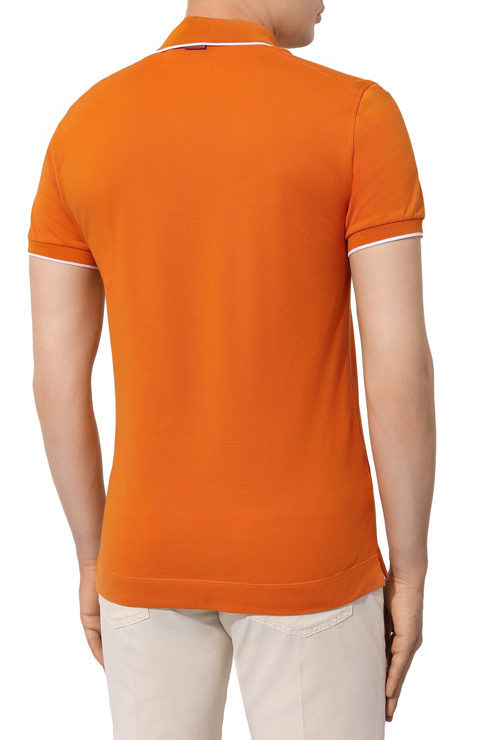 Хлопковое поло ZEGNA оранжевого цвета по цене 49950 руб., арт. UD358A7/D746, фото 4 Хлопковое поло ZEGNA, арт. UD358A7/D746, фото 4