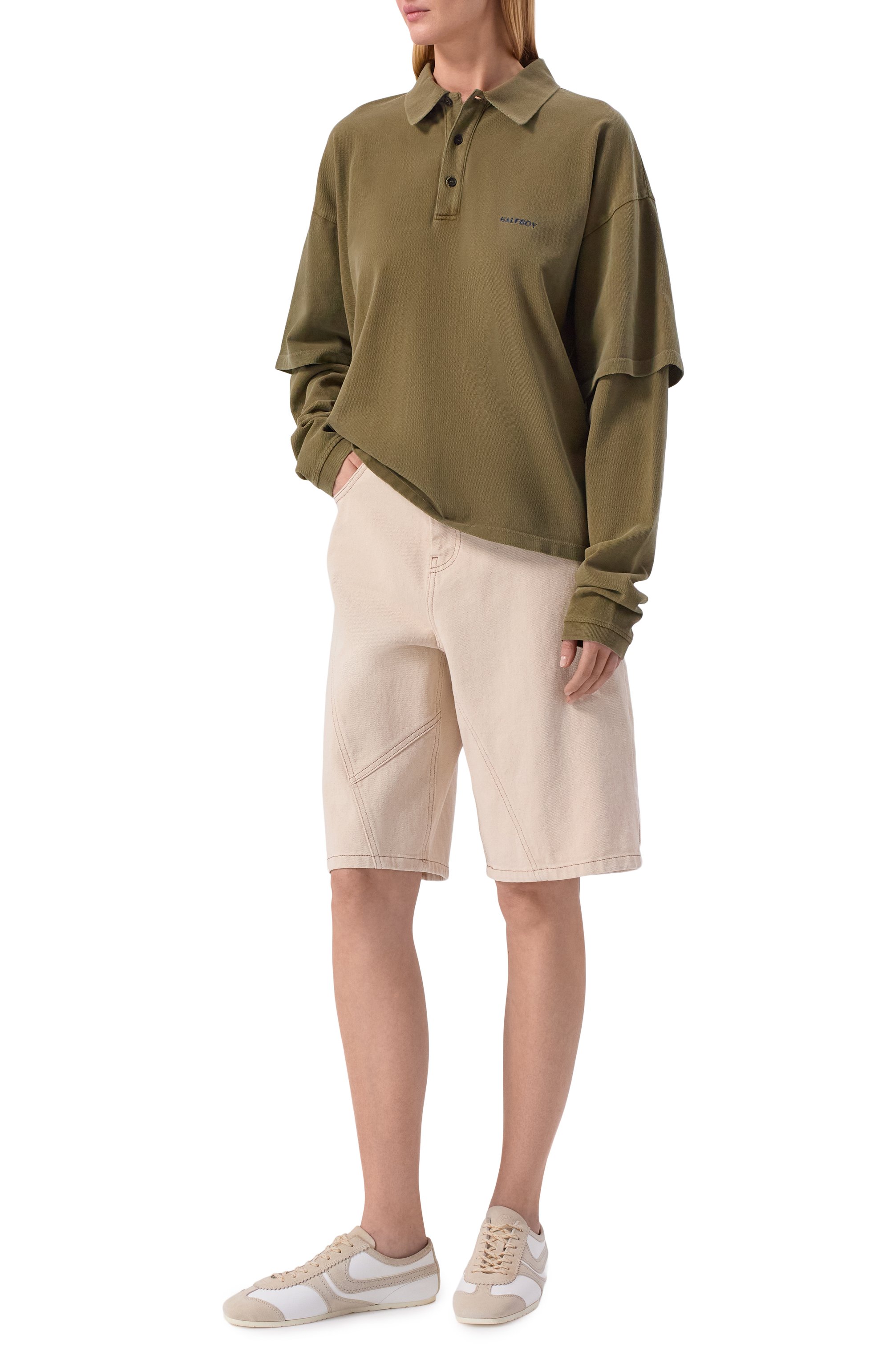 Хлопковое поло HALFBOY, арт. HS261WT003 PK002/L0NGSLEEVE P0L0, фото 2