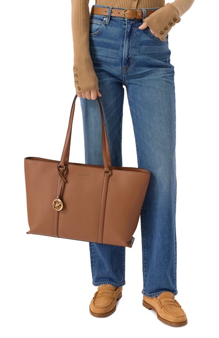 Женская сумка-тоут temple MICHAEL MICHAEL KORS коричневого цвета, арт. 30R4G1LT3L | Фото 2 (Материал сплава: Проставлено; Драгоценные камни: Проставлено; Размер: large; Материал: Натуральная кожа)