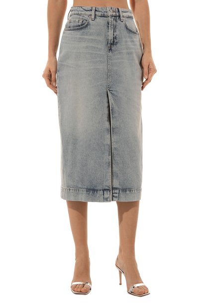 Джинсовая юбка 7 FOR ALL MANKIND голубого цвета по цене 22150 руб., арт. JSTIC650SH, фото 3 Джинсовая юбка 7 FOR ALL MANKIND, арт. JSTIC650SH, фото 3