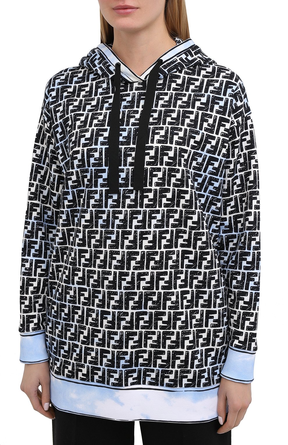 Хлопковое худи FENDI синего цвета по цене 126500 руб., арт. FS7263 AC6F, фото 3 Хлопковое худи FENDI, арт. FS7263 AC6F, фото 3